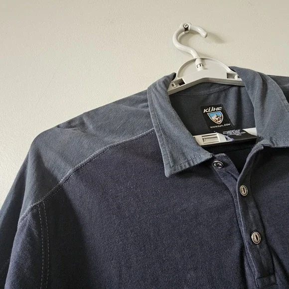 Kuhl Polo Shirt Men's Size XL 2 Tone Engineered Outdoor Adventure Black Gray - Picture 5 of 8